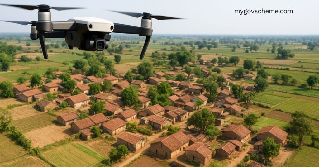 Drone mapping village land parcels under SVAMITVA Yojana 2025 for providing property ownership cards