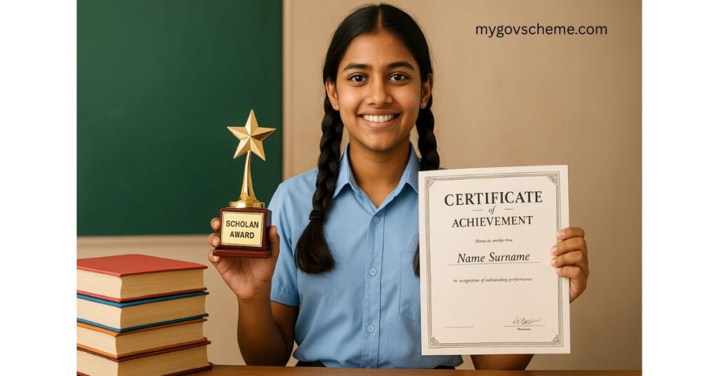 Class 12 student receiving scholarship award under Dr. A.P.J. Abdul Kalam Meritorious Students Incentive Scheme in Madhya Pradesh
