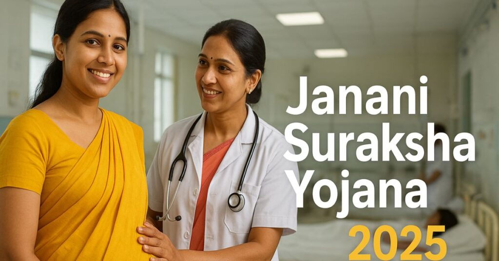 Pregnant woman receiving institutional delivery care under Janani Suraksha Yojana 2025 in a government hospital