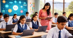 Secondary school students in Uttarakhand attending digital learning and ICT training under the Establishment of Digital Learning Platform scheme.