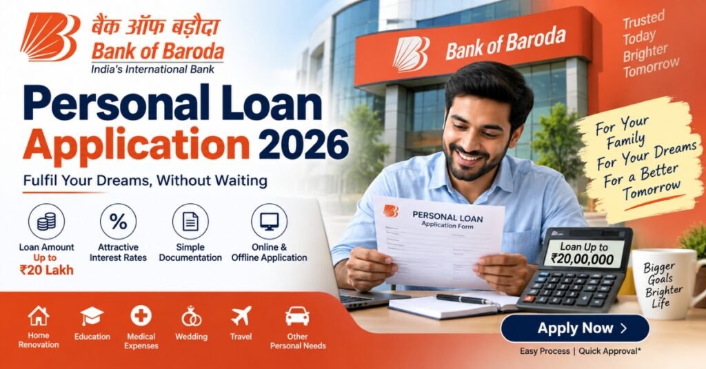 Bank of Baroda Personal Loan 2026 – Apply for Up to ₹20 Lakh